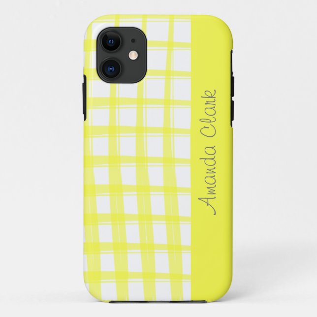 Coques Case-Mate iPhone Simplement Moderne Conception de Treillis Jaune (Dos)