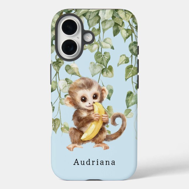 Coques Case-Mate iPhone Singe avec animal de la jungle de banane (Verso)