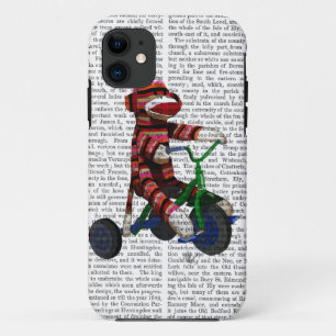 Coque iPhone 11 Singe de chaussette sur le tricycle