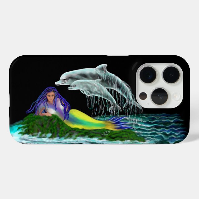 Coques Case-Mate iPhone Sirène avec dauphins (Verso (horizontal))