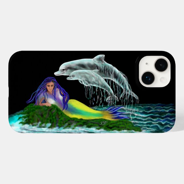 Coques Case-Mate iPhone Sirène avec dauphins (Verso (horizontal))