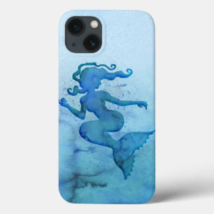 Etui iPhone 13 Sirène d'aquarelle bleu