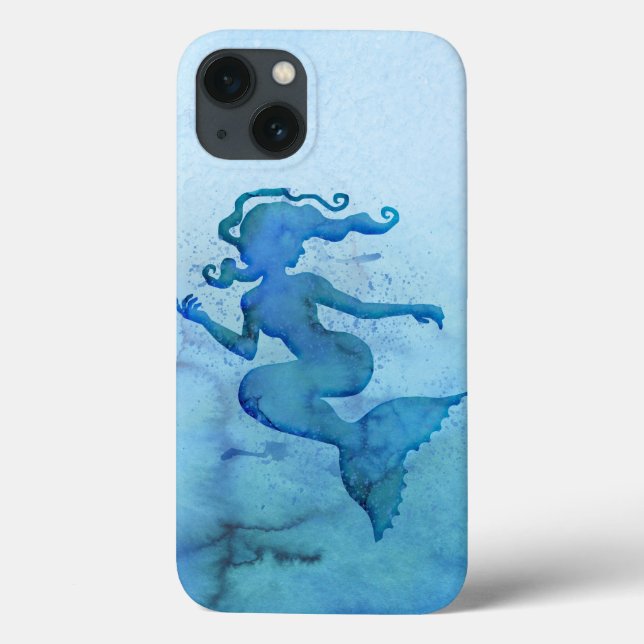 Coques Case-Mate iPhone Sirène d'aquarelle bleu (Verso)