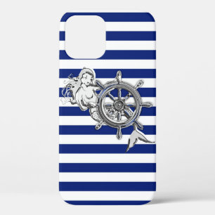 Coques Pour iPhone Sirène d'argent sur les rayures marines