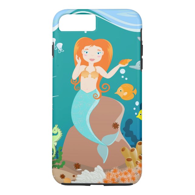 Coques Case-Mate iPhone Sirène et dauphins sous la mer fête d'anniversaire (Dos)
