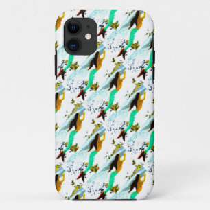 Coque iPhone 11 sirènes de brune nageant vers le haut du cas