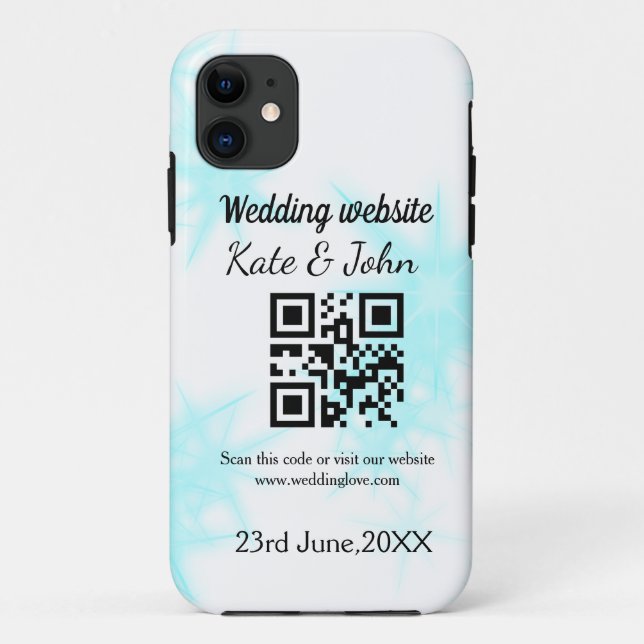 Coques Case-Mate iPhone Site web de mariage simple minimal Q R code ajoute (Dos)