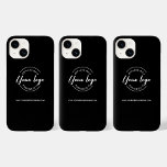 Coque Case-Mate iPhone Site Web du logo blanc d'entreprise personnalisé<br><div class="desc">Améliorez la présence de votre entreprise sur le site Web Custom Business White Logo Black Phone Case. Ce boîtier téléphonique personnalisé allie harmonieusement fonctionnalité et esthétique professionnelle, ce qui en fait un accessoire essentiel pour vous et votre équipe. Le boîtier de téléphone présente un design élégant et intemporel avec votre...</div>