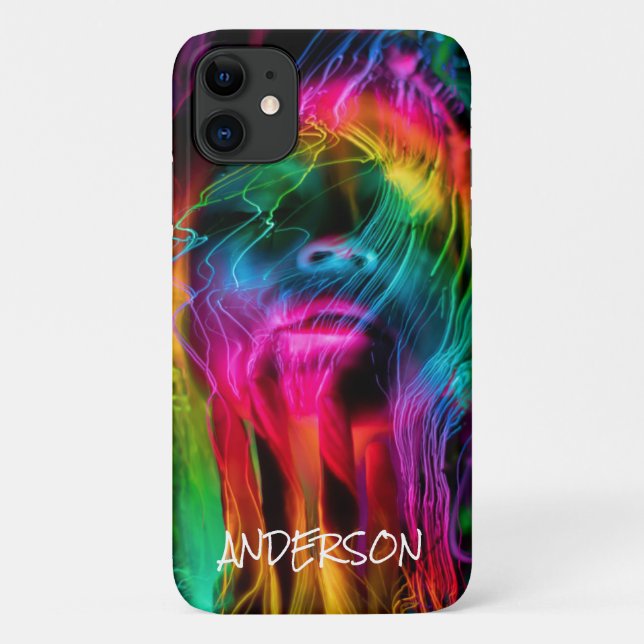 Coques Case-Mate iPhone Skateboard Personnalisé Moderne Rainbow lady (Dos)