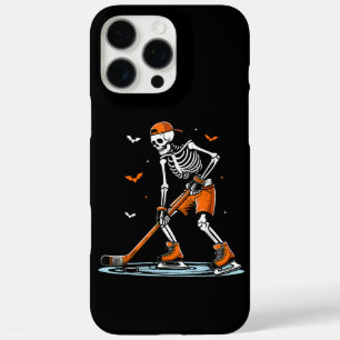 Coque iPhone 16 Pro Max Skeleton Hockey sur glace Halloween garçons Drôle