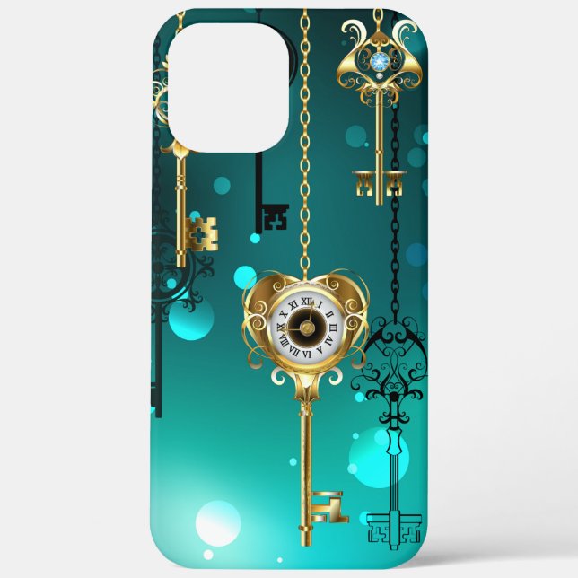Coques Case-Mate iPhone Skeleton Keys on Green Background (Verso)