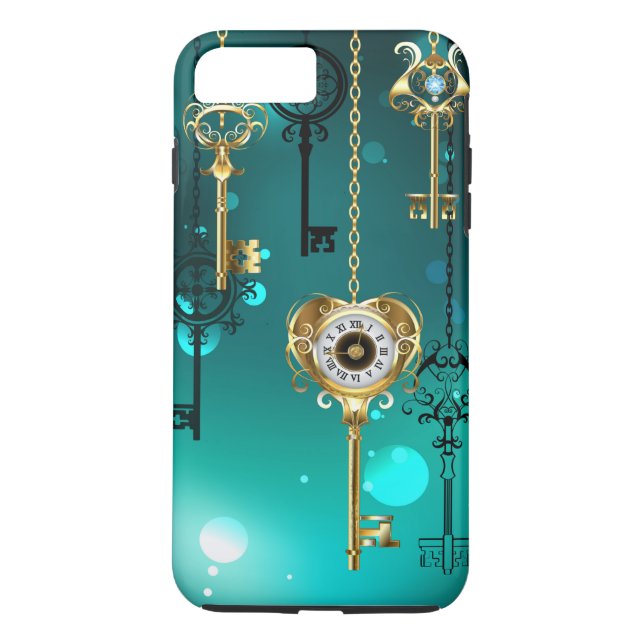 Coques Case-Mate iPhone Skeleton Keys on Green Background (Dos)