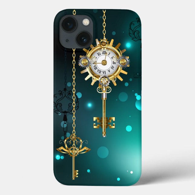 Coques Case-Mate iPhone Skeleton Keys on Green Background (Verso)
