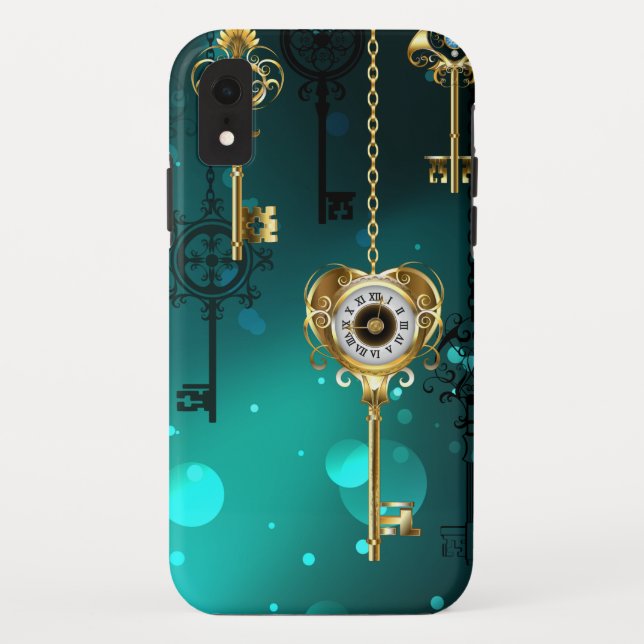 Coques Case-Mate iPhone Skeleton Keys on Green Background (Dos)