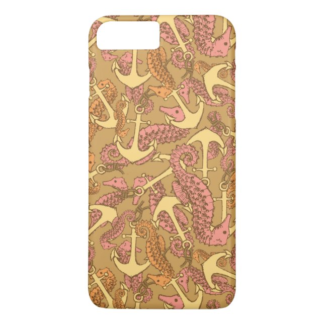 Coques Case-Mate iPhone Sketchy Seahorse Et Ancre Motif (Dos)