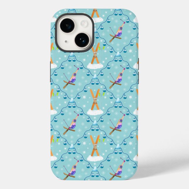 Coques Case-Mate iPhone Ski d'hiver Damask (Verso)