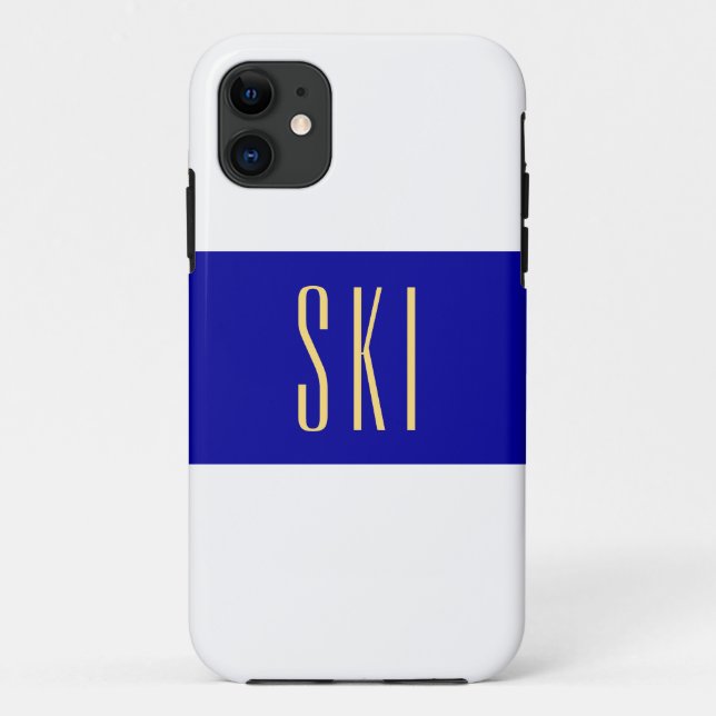 Coques Case-Mate iPhone SKI Élégant Sportif Bleu Royal Blanc Rayures Moder (Dos)