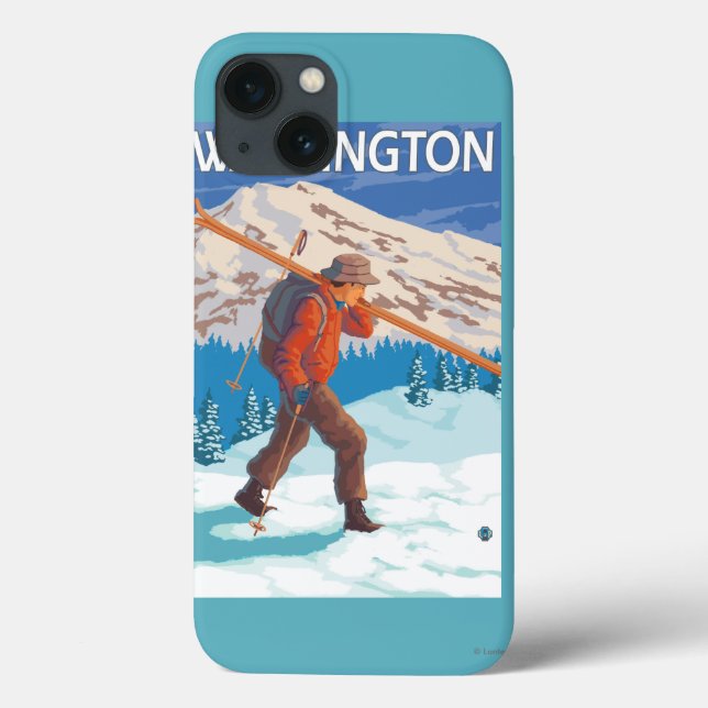 Coques Case-Mate iPhone Skier Carrying Snow Skis - Washington (Verso)