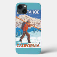 Skier transportant ski de neige - Lac Tahoe, Calif