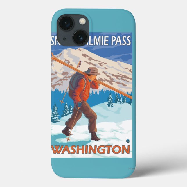 Coques Case-Mate iPhone Skier transportant ski de neige - Snoqualmie Pass, (Verso)