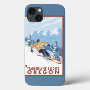 iPhone 13 Case Skieur de neige de Downhhill - loge de Timberline,