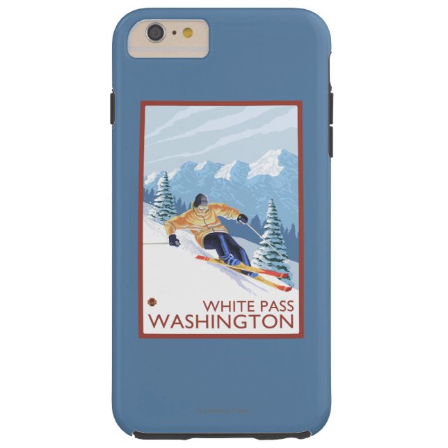 Coques Case-Mate iPhone Skieur de neige de Downhhill - passage blanc, (Dos)