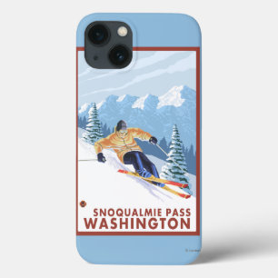 Coques Pour iPhone Skieur de neige de Downhhill - passage de