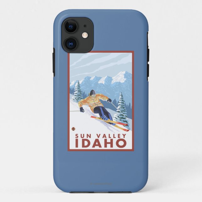 Coques Case-Mate iPhone Skieur de neige de Downhhill - Sun Valley, Idaho (Dos)