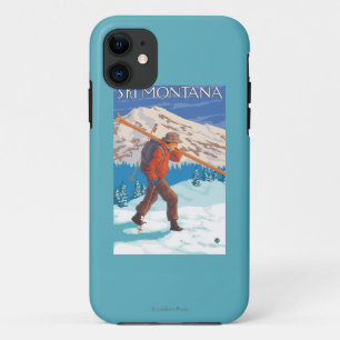 Coque iPhone 11 Skis de transport de neige de skieur - Montana