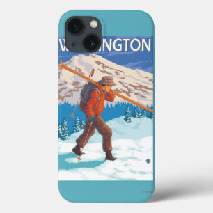 iPhone 13 Case Skis de transport de neige de skieur - Washington