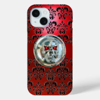 SKULL RIDERS RED BLACK DAMASK