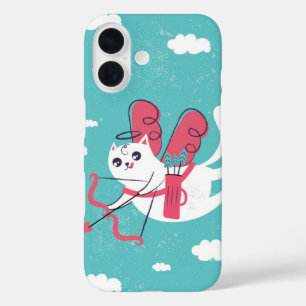 Coque Pour iPhone 16 Sky Love Kitty Flying Cupid Cat