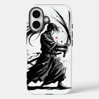 Coque Pour iPhone 16 Slash of the Wind: The Ink Samurai 「風を斬る — 墨の侍」