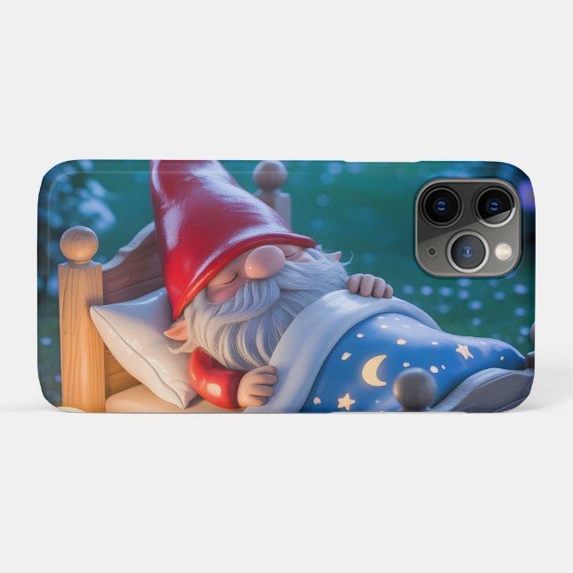 Coques Case-Mate iPhone Sleeping Gnome in Nighttime Garden (Dos (Horizontal))