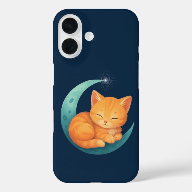 Coques Case-Mate iPhone Sleeping Orange Cat on Moon Case (Verso)
