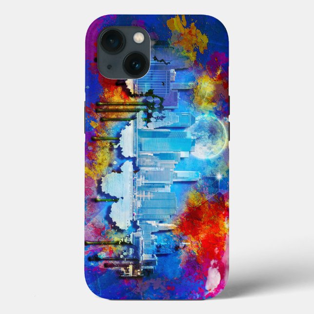 Coques Case-Mate iPhone SlipperyJoe NYC graffiti lune entourée de tourbill (Verso)