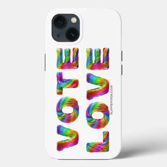 Coques Case-Mate iPhone SlipperyJoe vote amour égalité fourrure arc-en-cie (Verso)