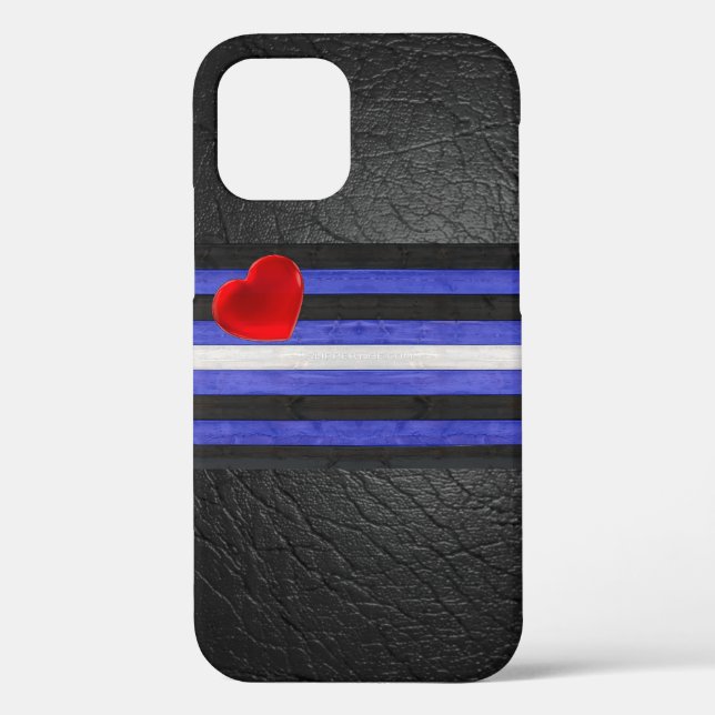 Coques Case-Mate iPhone SlipperyJoe's cuir drapeau orgueil noir bleu royal (Verso)