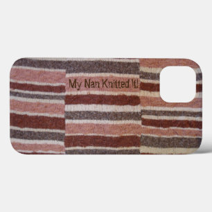 Etui iPhone 13 slogan amusant style vintage brun tricot à main ra