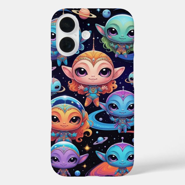 Coques Case-Mate iPhone Small Multi-Coloured Aliens in Space (Verso)