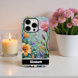 Coque iPhone 16 Pro Smartphone 3D Impasto coloré Floral