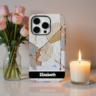 Coque iPhone 16 Pro Smartphone en mosaïque neutre Impasto texturé