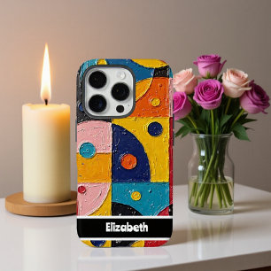 Coque iPhone 16 Pro Smartphone géométrique Abstrait Impasto texturé