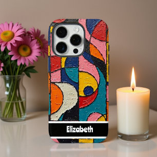 Coque iPhone 16 Pro Smartphone géométrique Impasto Earthy texturé