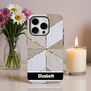 Coque iPhone 16 Pro Smartphone géométrique neutre Impasto texturé