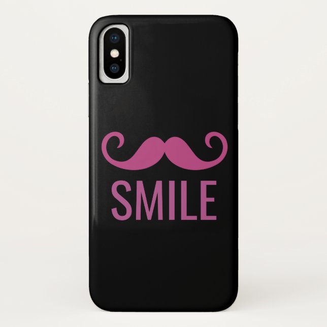 Coques Case-Mate iPhone SMILE Rose Mustache Arrière - plan noir iPhone X C (Dos)