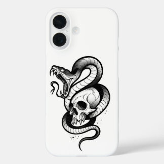 Coque Pour iPhone 16 Snake and Skull Gothic iPhone Case – Dark Tattoo S