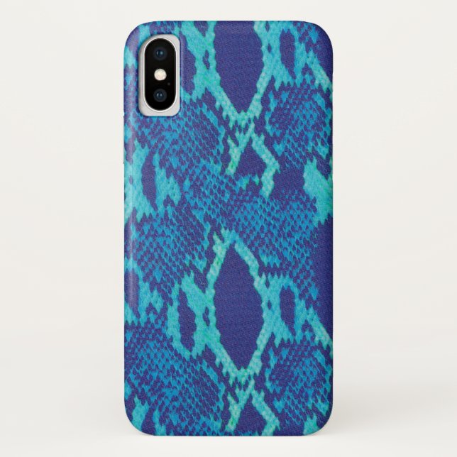 Coques Case-Mate iPhone Snakeskin en bleu (Dos)