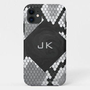 Coque Case-Mate Pour iPhone Snakeskin Gris, blanc et noir Monogramme