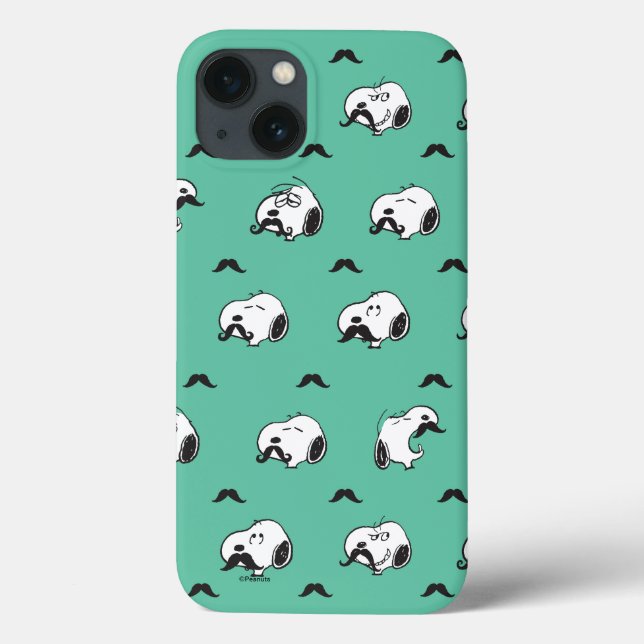 Coques Case-Mate iPhone Snoopy Mustaches & Teal Pattern (Verso)